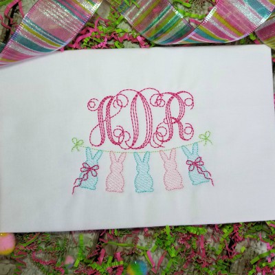 Bunny Bunting Machine Embroidery Design Sketch